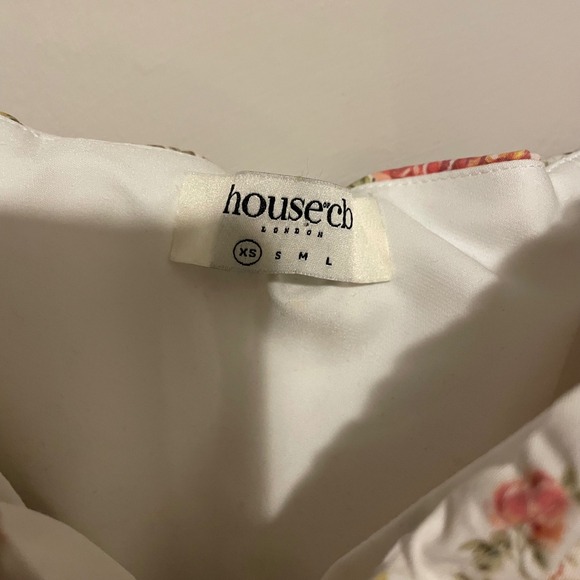 House of CB Carmen Bustier Sundress rose floral print XS coquette wedding bride - Picture 6 of 10